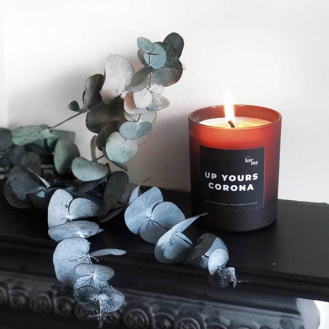 Up Yours Corona Candle Refillable Candle with Charity Donation in