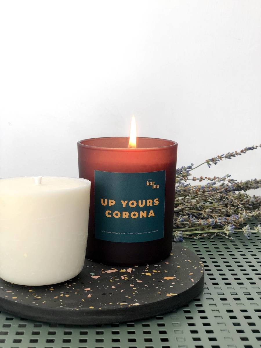 Up Yours Corona Candle Refillable Candle with Charity Donation in